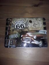 PLAQUE METAL  EN RELIEF " ROUTE 66 "  PLAQUE TRES RARE