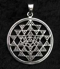 Pendentif Bouddhiste - Sri Yantra Géométrie sacrée Mandala 8gr. Argent 925 #9987
