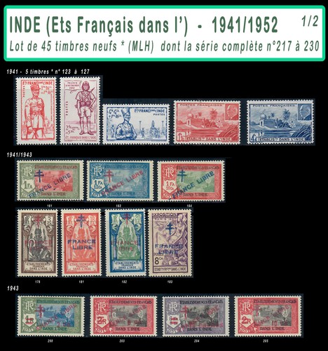 Inde 1941 1952 - 45, timbres