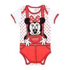 DISNEY BABY body bébé MINNIE 12, 18 ou 24 mois rouge salopette manches courtes