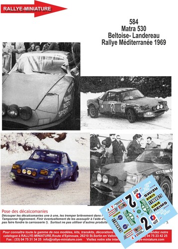 Decals ref 0584 matra - 0584, 530