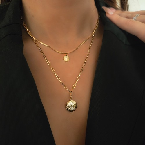 Collier double rang doré - , –