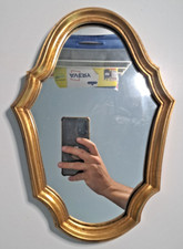Miroir mural ancien – cadre doré en plâtre – forme contournée – 31 x 22 cm