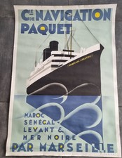 MAX PONTY - CIE DE NAVIGATION PAQUET MAROC SÉNÉGAL MARSEILLE affiche 1989