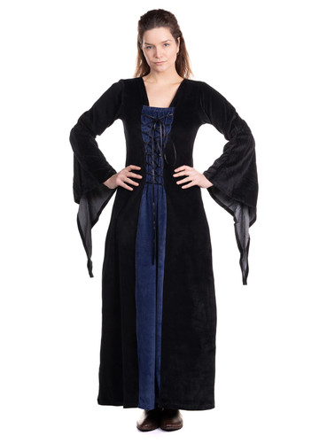 Robe velours noir - velours, bleu