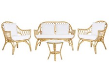 Beliani - Salon de Jardin - Sibari - Canapé 2 Fauteuils et Table Basse, en Rotin