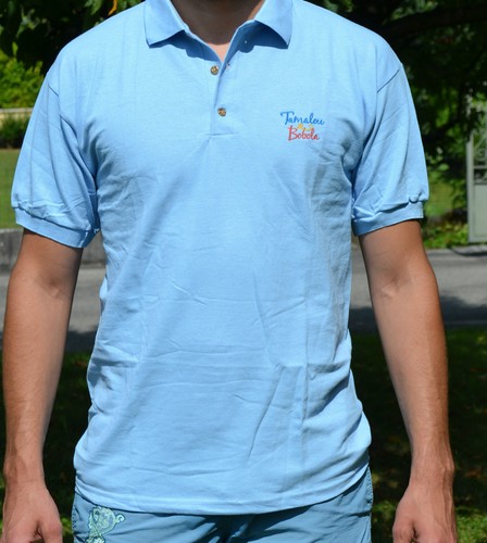 Polo bleu ciel - bleu, brodé