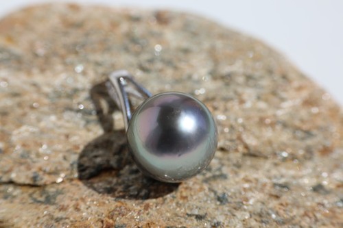 Pendentif argent perle noire - perle,