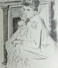 Paul-César HELLEU : Equitation, Femme à la Badine, GRAVURE, 1913