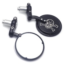 Tête de Mort Rond Rétroviseur 25mm 1 " Barre Fin Pour Moto Chopper Cafe Racer