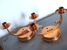 Superbe ancienne paire pieds lampe 1950 Arabesque Laiton cuivré Moderniste