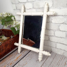 Miroir vintage rectangulaire en bois peint à la main cadre tourné façon bambou