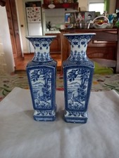 ANCIEN PAIRE DE VASES EN FAIENCE DE DELFT HOLLANDE PARFAIT ETAT SIGNÉ DEC 729