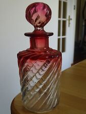 BACCARAT ANCIEN GROS FLACON CRISTAL MOULE BAMBOU ROUGE ht 17,5 cm