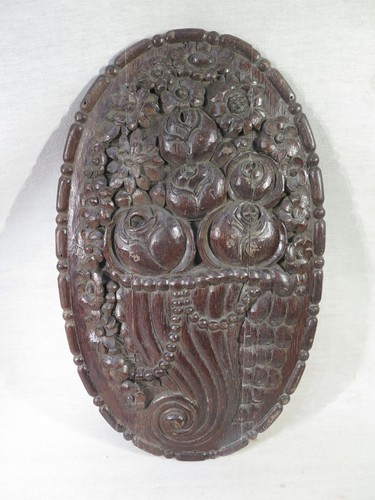 Ancien panneau ovale bois - panneau,