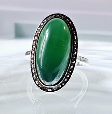 Bague Art Déco Agate Verte