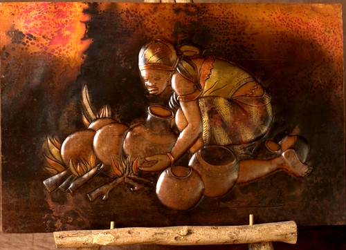 Copper art tribal woman - art,