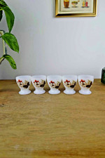 Lot de 5 coquetiers Arcopal, en opaline, motif automnal "Avila", BE, 5,5 cm