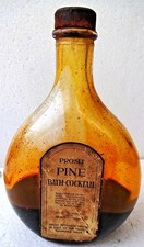 Vintage Grand Verre Bouteille Prosit Pin Bath-Cocktail Original Papier Label #84