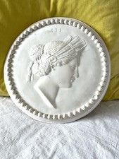 Rare Ancien Médaillon En Plâtre Stuc 19eme 30cm Antique Victorian Wall Plaster