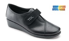 TIGLIO Confortable '1208 Chaussures Femme Véritable Cuir Noir Fermeture Scratch