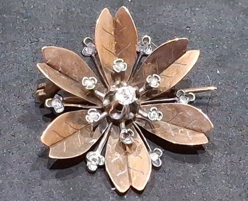 Broche fleur et - broche, or
