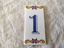 Faïence céramique carrelage 11 x 5,5 cm Pombal n° de maison 1