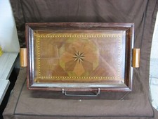 Joli plateau de service en marquèterie sous verre vers 1950 je pense Spindler ?