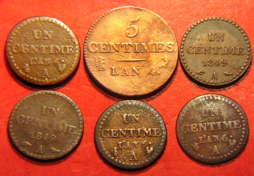 Lot pièces centime et - 6,