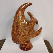 Poisson Faience De Desvres Hauteur 28cm L 23cm Craquelé pièce unique Déco