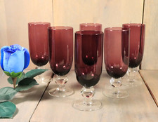 6 Verres Flûtes à Champagne Soufflé Bouche de Couleur Verre Violet Améthyste