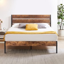 VECELO M??tal Cadre de Lit T??te Bois 140 * 190cm Base de Matelas