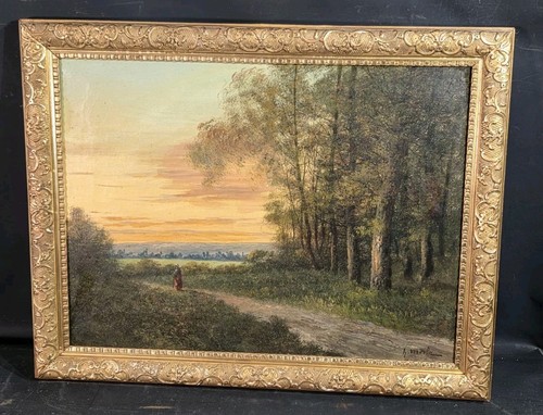Tableau huile paysage animé