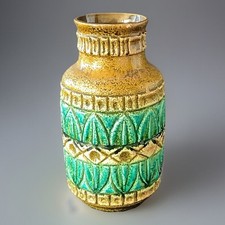 Vase Vintage Bay West Germany Céramique Vert Bleu  Moutarde Vintage 70