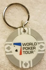 WORLD POKER TOUR POKER CHIP KEYCHAIN  GREY GRAY 1.5" TEXAS HOLD EM