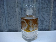 Ancienne carafe en cristal décor animaux en overlay orange - Taillé main