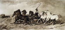 LA FOULAISON  (de Rosa BONHEUR) - Gravure d'art du 19eme siècle Grand Format