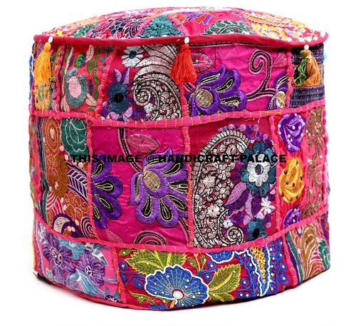 Pouf ottoman vintage indien - pouf,