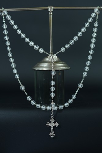 Large antique rosary white - large,