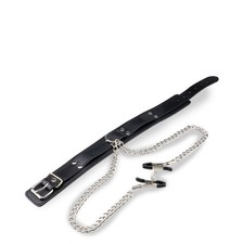 Collier cuir BDSM avec pinces