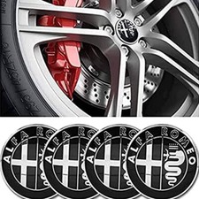 4 Cache Moyeu Centre De Roue Alfa Romeo noir 60mm