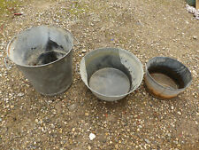 Lot de 3 anciennes bassines en zinc lessiveuse pour jardinerie pot de fleur