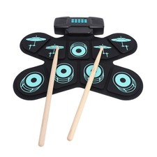 Electric Drum Pad Set Kids 9 Pads Roll Up Practice Tool With Sticks Headphon NEW