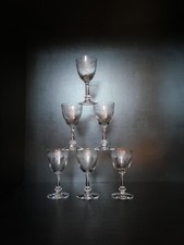 Rare 6 verres à vin en cristal  Art déco Nouveau Gavé fleur Saint ST Louis ?