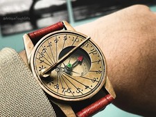 Boussole-bracelet et cadran solaire en laiton steampunk fait main montre de s...