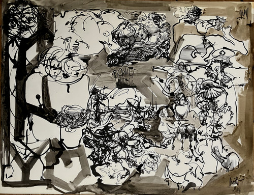Raymond moretti encre lavis - moretti,