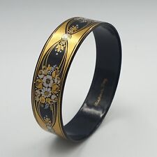 BEAU BRACELET LARGE JONC METAL DORE EMAILLE SIGNE MICHAELA FREY DECOR FLORAL