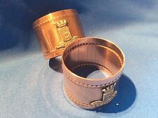 Paire de rond de serviettes anciens en cuivre, blason d'UZERCHE ...