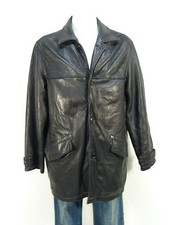 VESTE CUIR PIERRE CARDIN T 52 / NOIR & 100% CUIR (K 3641 )