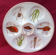 HENRIOT QUIMPER Oyster Plate Trevoux Shell Sea Life French Faience 1950 D